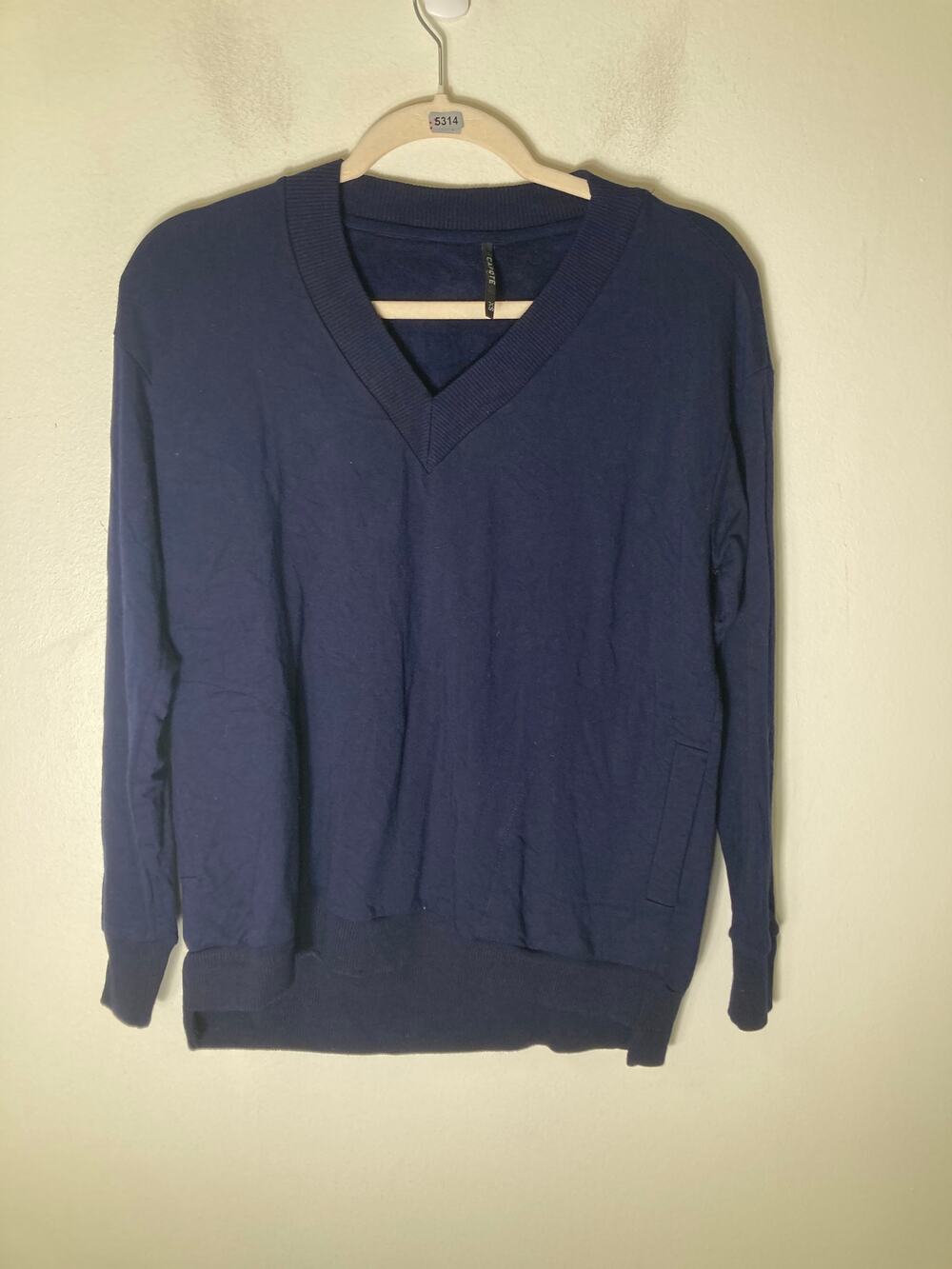 Capote Navy V Neck Pullover Sweter Sz XS